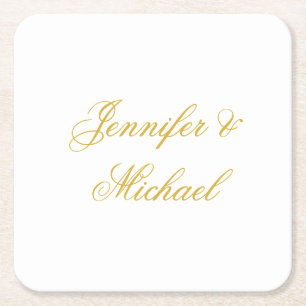 Porta-copo De Papel Quadrado Caligrafia Elegante Nome Personalizável Editável