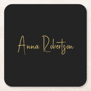 Porta-copo De Papel Quadrado Caligrafia profissional de tendências Douradas pre