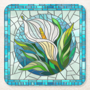 Porta-copo De Papel Quadrado Calla Lily Mosaic Art