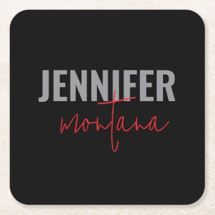 Porta-copo De Papel Quadrado Calliografia - Placa Elegante Adicionar Nome Própr