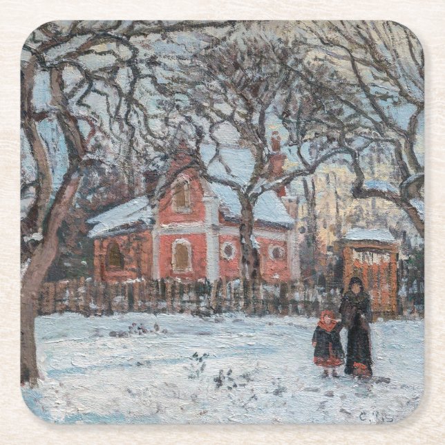 Porta-copo De Papel Quadrado Camille Pissarro - Chataigniers a Louvecienne (Frente)