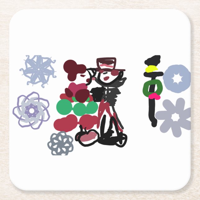 Porta-copo De Papel Quadrado Caminhada adorável de Natal (Frente)