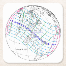 Porta-copo De Papel Quadrado Caminho Global do Eclipse Solar 2045