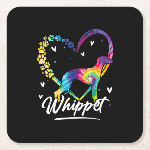 Porta-copo De Papel Quadrado Camiseta Branca Dye Rainbow Dog Dover Gift T Shirt
