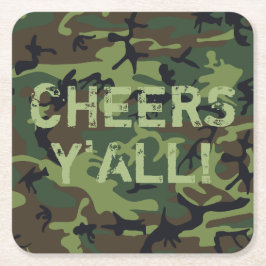 Porta-copo De Papel Quadrado Camo Cheers Y'All