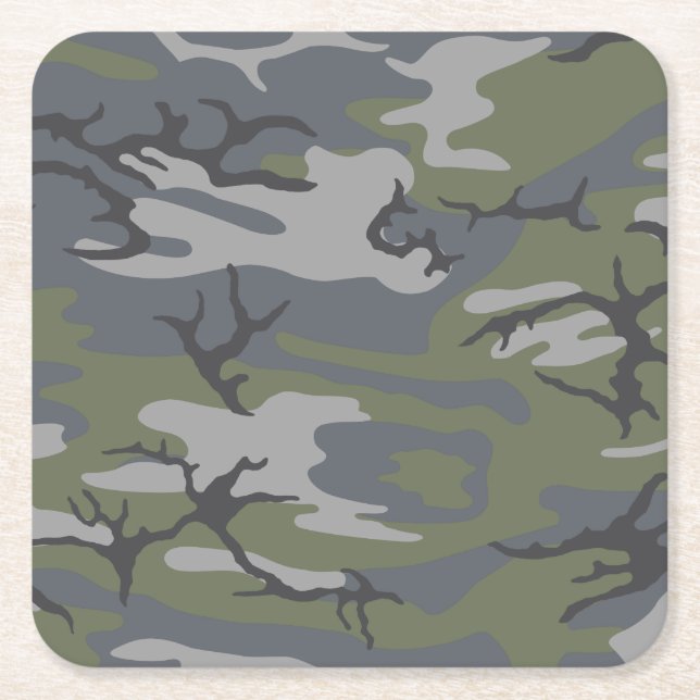 Porta-copo De Papel Quadrado Camo de Descultura de Tempo Atingido (Frente)