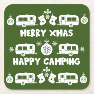 Porta-copo De Papel Quadrado Campanha Feliz de Natal Caravan