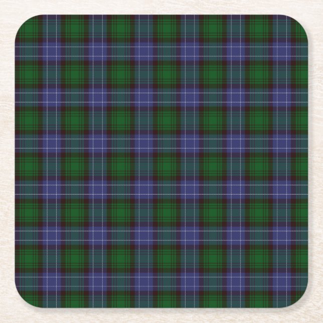 Porta-copo De Papel Quadrado Campbell Tartan Green Xadrez (Frente)