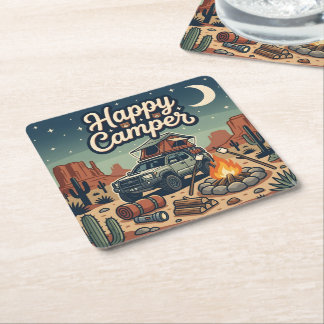Porta-copo De Papel Quadrado Campingista Feliz