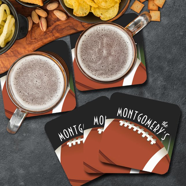 Porta-copo De Papel Quadrado Campo de futebol personalizado (Football field personalized square paper coasters, perfect for the super sports fan)