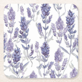 Porta-copo De Papel Quadrado Campos de Lavanda | Padrão de Flor de Aquarela Rox
