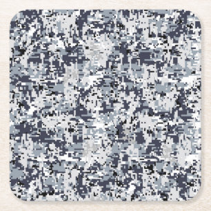 Porta-copo De Papel Quadrado Camuflagem Digital de Cinzas de Prata