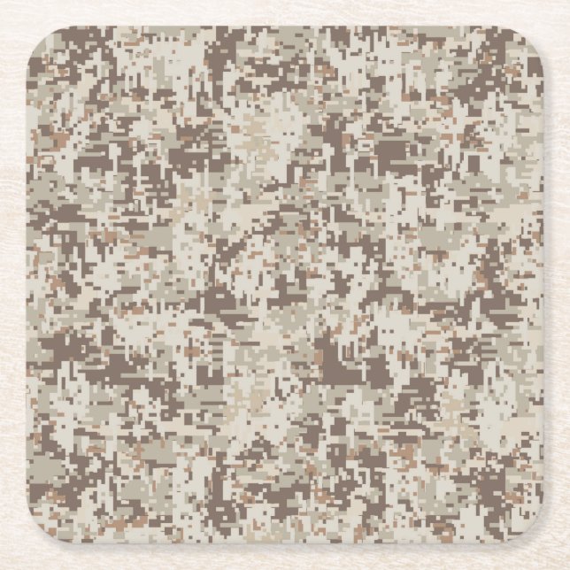 Porta-copo De Papel Quadrado Camuflagem Digital do Estilo de bege do Deserto (Frente)