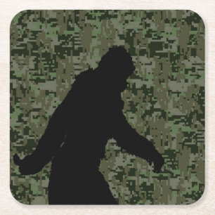 Porta-copo De Papel Quadrado Camuflagem digital Sasquatch Black Silhouette