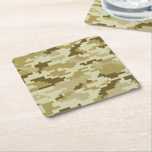 Porta-copo De Papel Quadrado Camuflagem do deserto digital de 8 bits / Camuflag