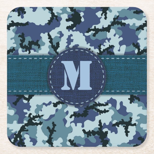 Porta-copo De Papel Quadrado camuflagem do marinho (Frente)