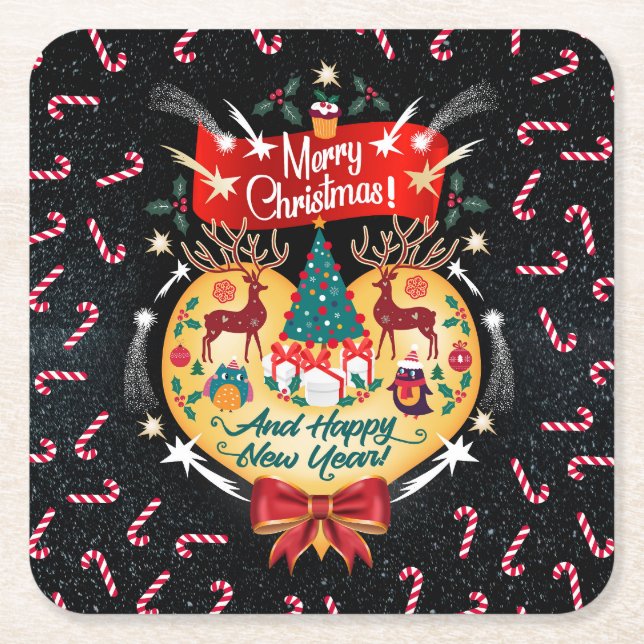 Porta-copo De Papel Quadrado Canais de Natal (Frente)