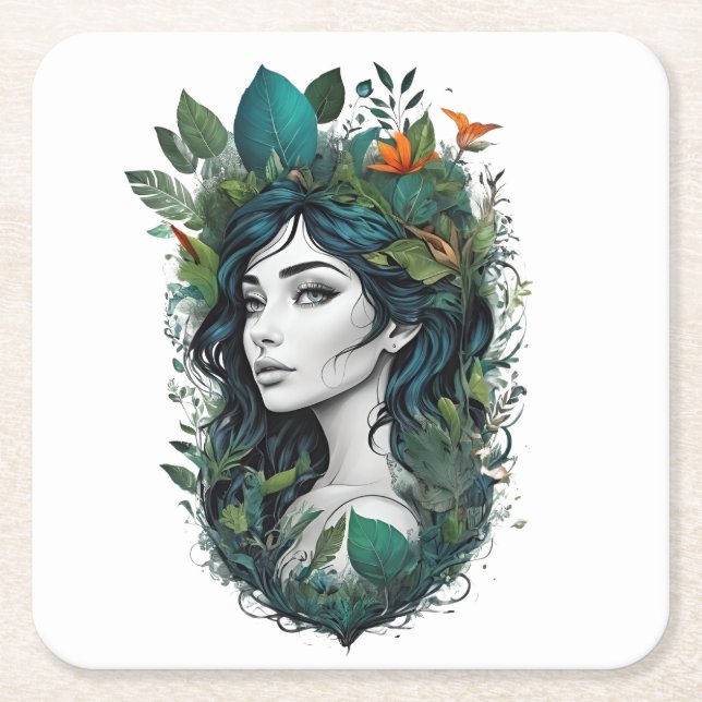 Porta-copo De Papel Quadrado canção da floresta (Frente)