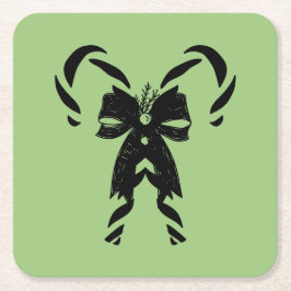 Porta-copo De Papel Quadrado Candy Canes with Pine Needles & Bow