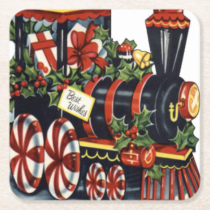 Porta-copo De Papel Quadrado Candy Train Christmas
