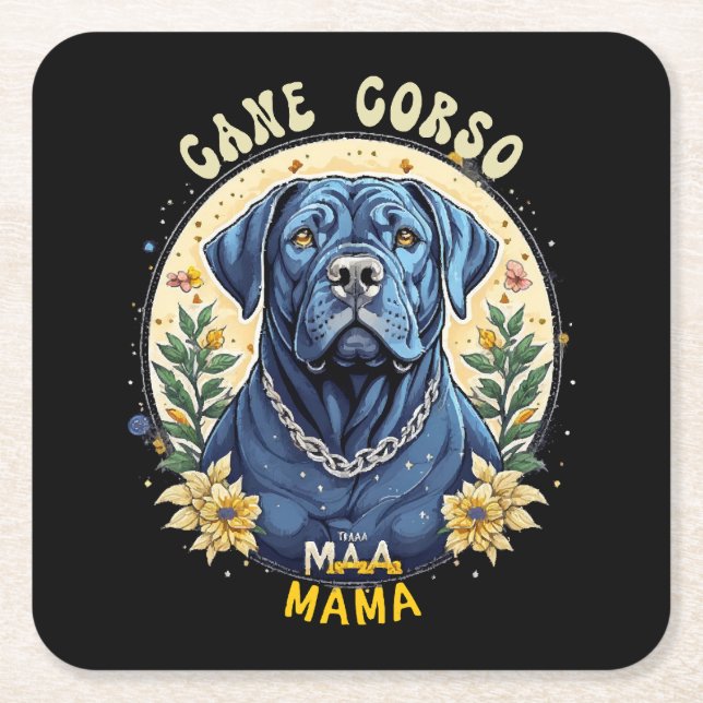 Porta-copo De Papel Quadrado Cane Corso Mamãe (Frente)