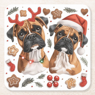 Porta-copo De Papel Quadrado Caninos de Natal