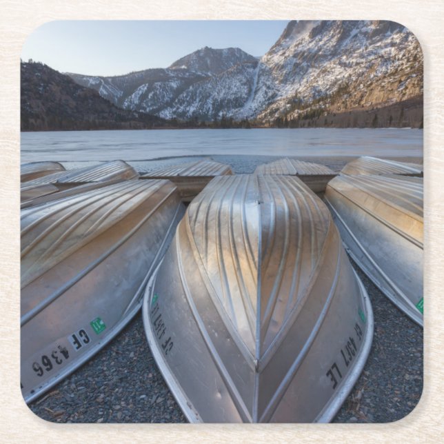 Porta-copo De Papel Quadrado Canoa no lago (Frente)