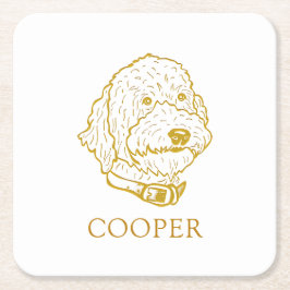 Porta-copo De Papel Quadrado Cão de Goldendoodle Personalizado
