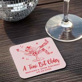 Porta-copo De Papel Quadrado Caprichoso Um Pouquinho Mais Velho Rosa e Vermelho