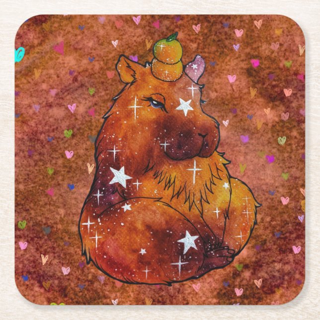 Porta-copo De Papel Quadrado Capybara chamada Dream (Frente)