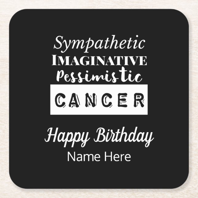 Porta-copo De Papel Quadrado Características de Diversão Zodiac do cancer Anive (Frente)