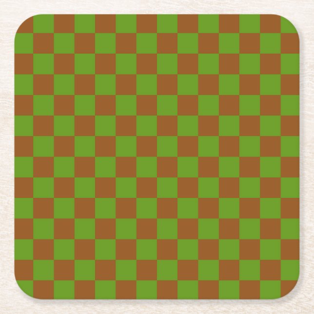 Porta-copo De Papel Quadrado Caramel apple checkered board pattern (Frente)