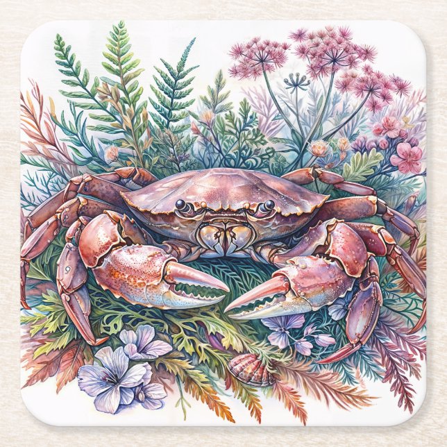 Porta-copo De Papel Quadrado Caranguejo Botânico (Frente)
