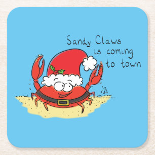 Porta-copo De Papel Quadrado Caranguejo Natal Tropical Engraçado