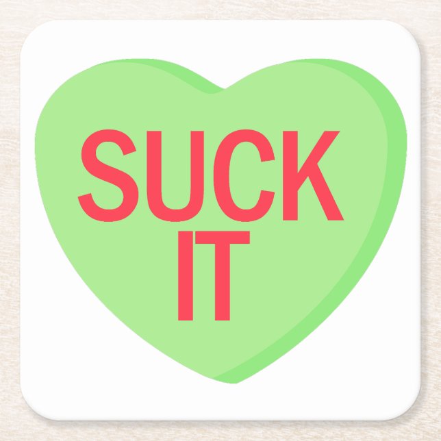 Porta-copo De Papel Quadrado Cardíaco doce - TI SUCK (Frente)