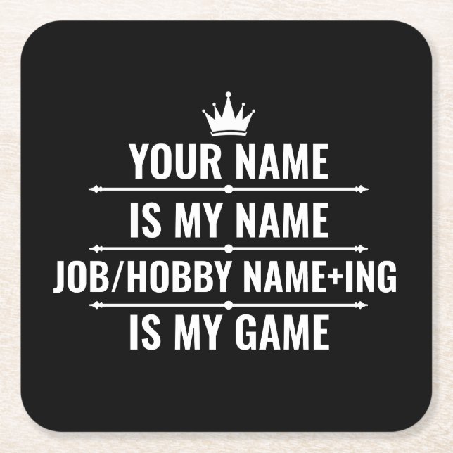 Porta-copo De Papel Quadrado Cargo Engraçado Personalizado e Nome do Hobby (Frente)