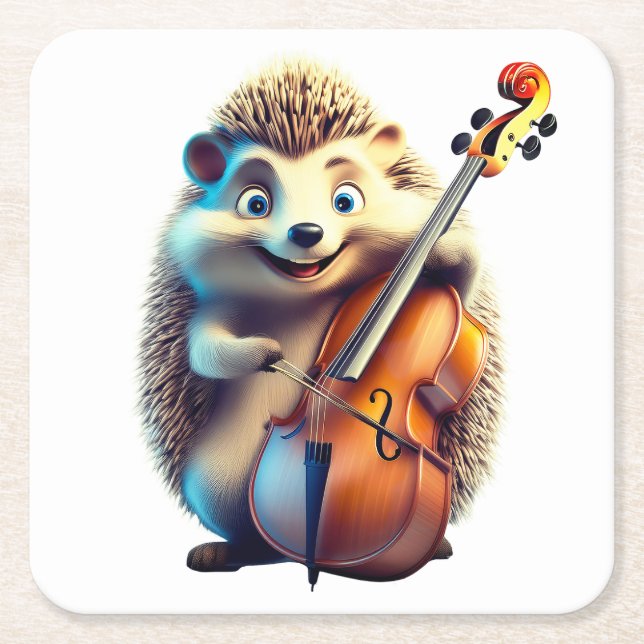 Porta-copo De Papel Quadrado Caricatura, Cartoon, Ilustração Um musical (Frente)