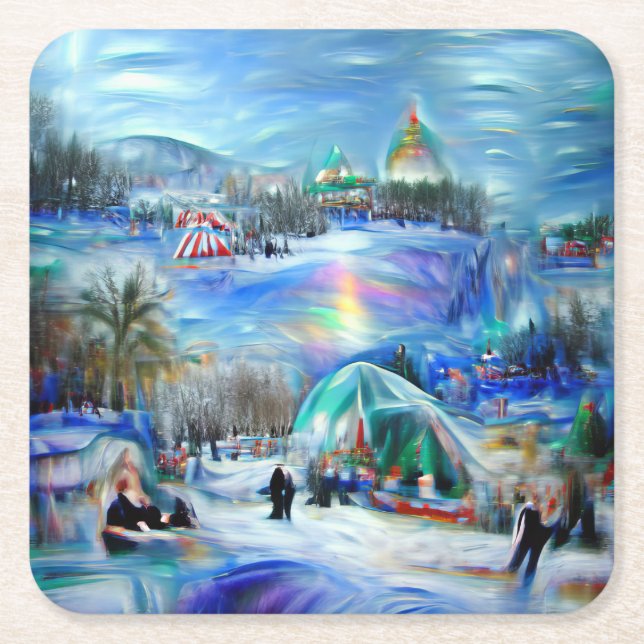 Porta-copo De Papel Quadrado Carnaval de inverno (Frente)