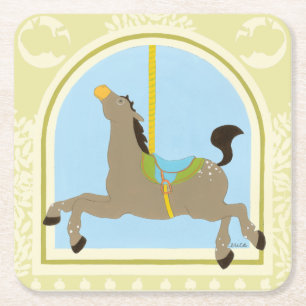 Porta-copo De Papel Quadrado Carousel Horse por June Erica Vess