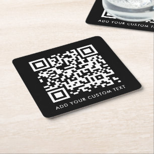 Porta-copo De Papel Quadrado Carregamento de Código QR   Black Minimalist Simpl