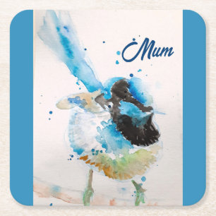 Porta-copo De Papel Quadrado Carrenhão Azul Azul Bebê Aquarela Australiano