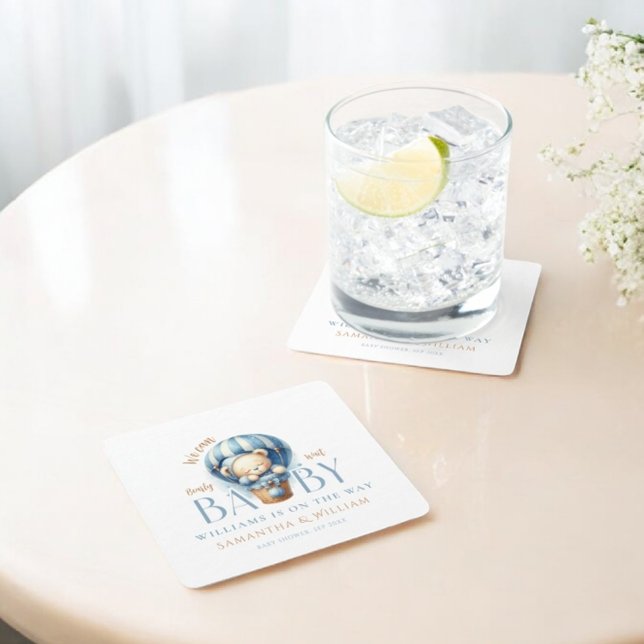 Porta-copo De Papel Quadrado Carro Azul-Balão do Bear (Criador carregado)