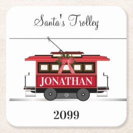 Porta-copo De Papel Quadrado Carro do Trama Vermelho do Ano Novo