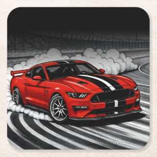Porta-copo De Papel Quadrado Carro Drift Red Muscle