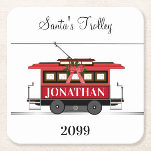 Porta-copo De Papel Quadrado Carro-vermelho do carro-elétrico do ano novo