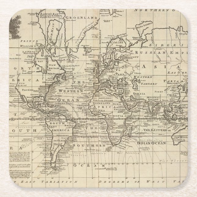 Porta-copo De Papel Quadrado Carta do mundo (Frente)