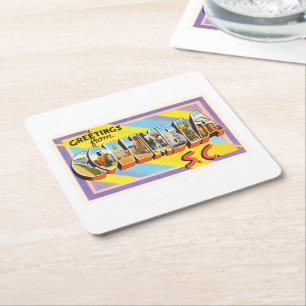 Porta-copo De Papel Quadrado Cartão das viagens vintage do SC de Colômbia South