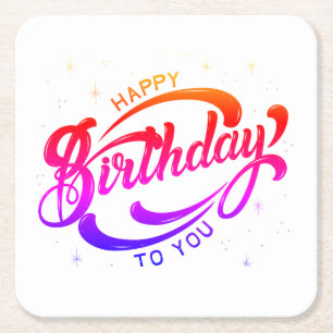 Porta-copo De Papel Quadrado Cartão de Aniversário Feliz