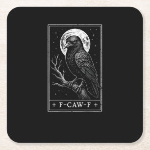 Porta-copo De Papel Quadrado Cartão de Corvo F-Caw-F Engraçado Halloween Vintag