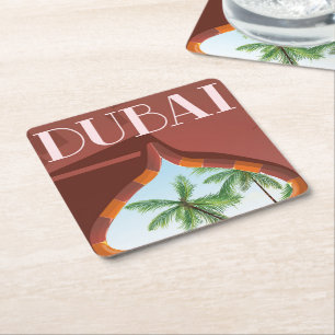 Porta-copo De Papel Quadrado Cartaz de viagem ao Palácio de Dubai